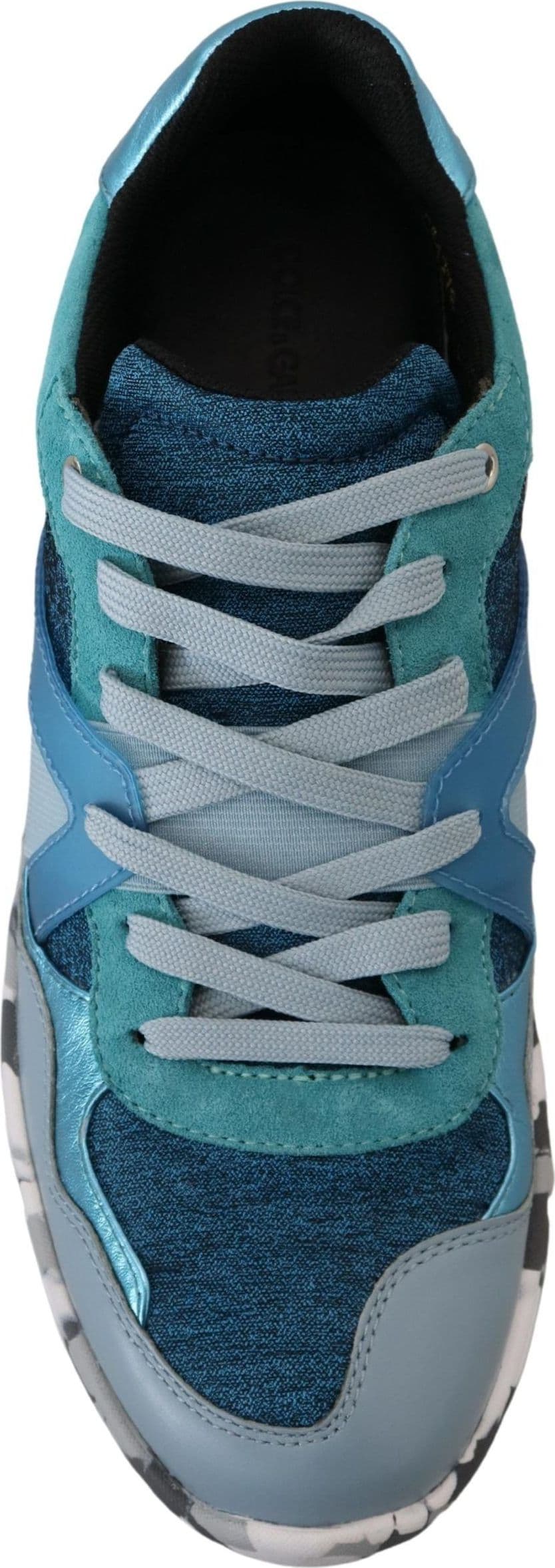 Dolce & Gabbana Blue Gray Leather Sport Low Top Sneakers - 2