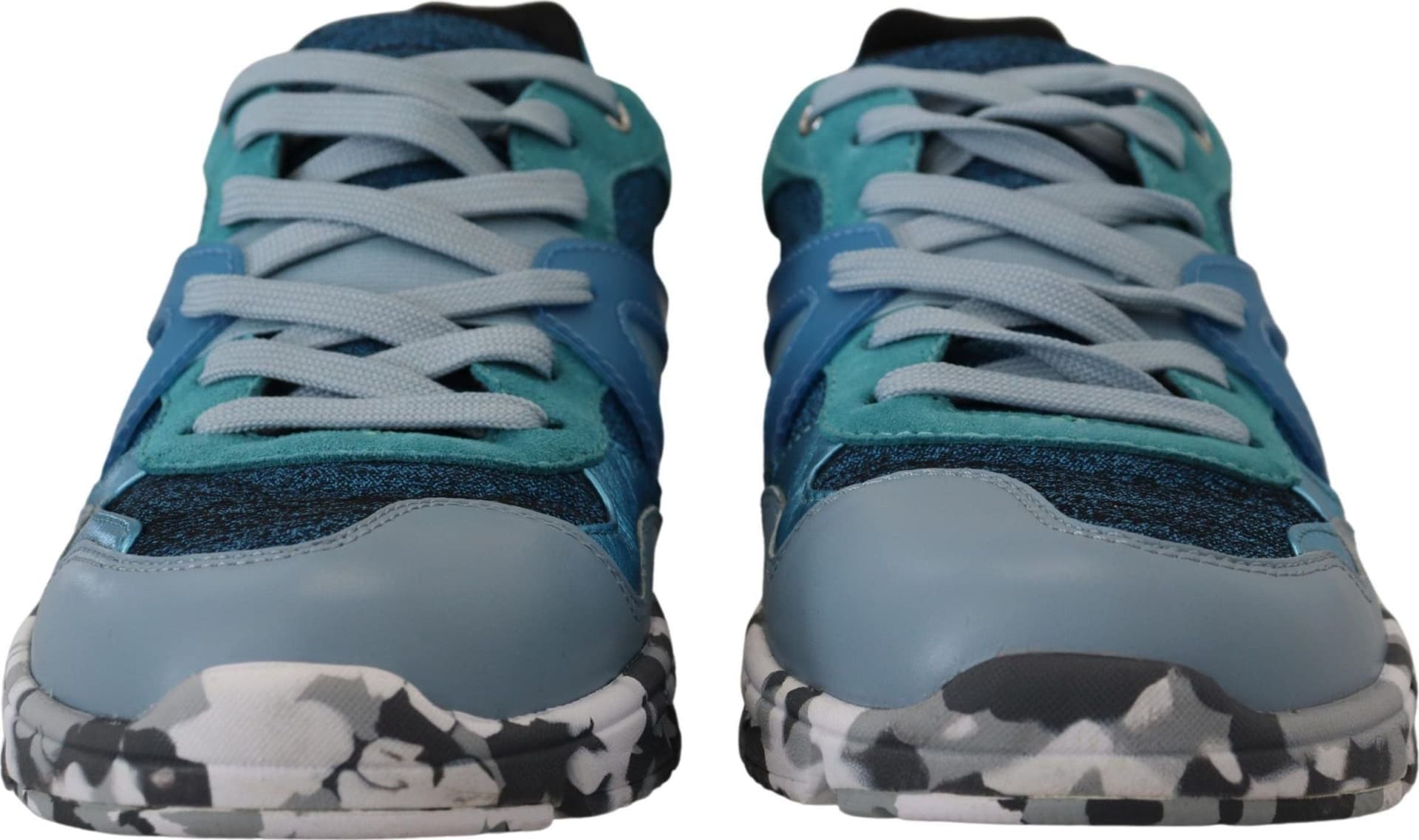 Dolce & Gabbana Blue Gray Leather Sport Low Top Sneakers - 3