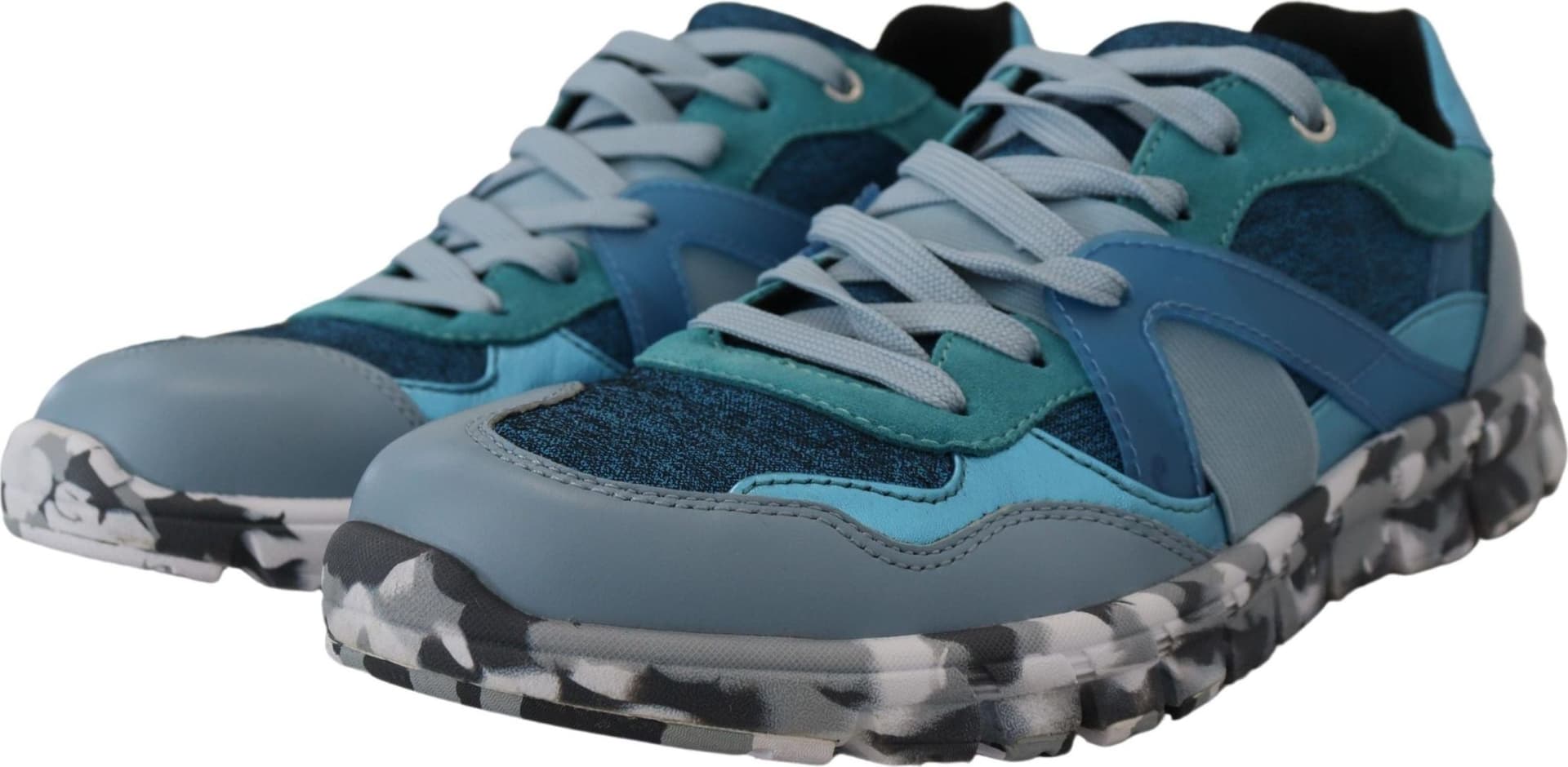 Dolce & Gabbana Blue Gray Leather Sport Low Top Sneakers - 4