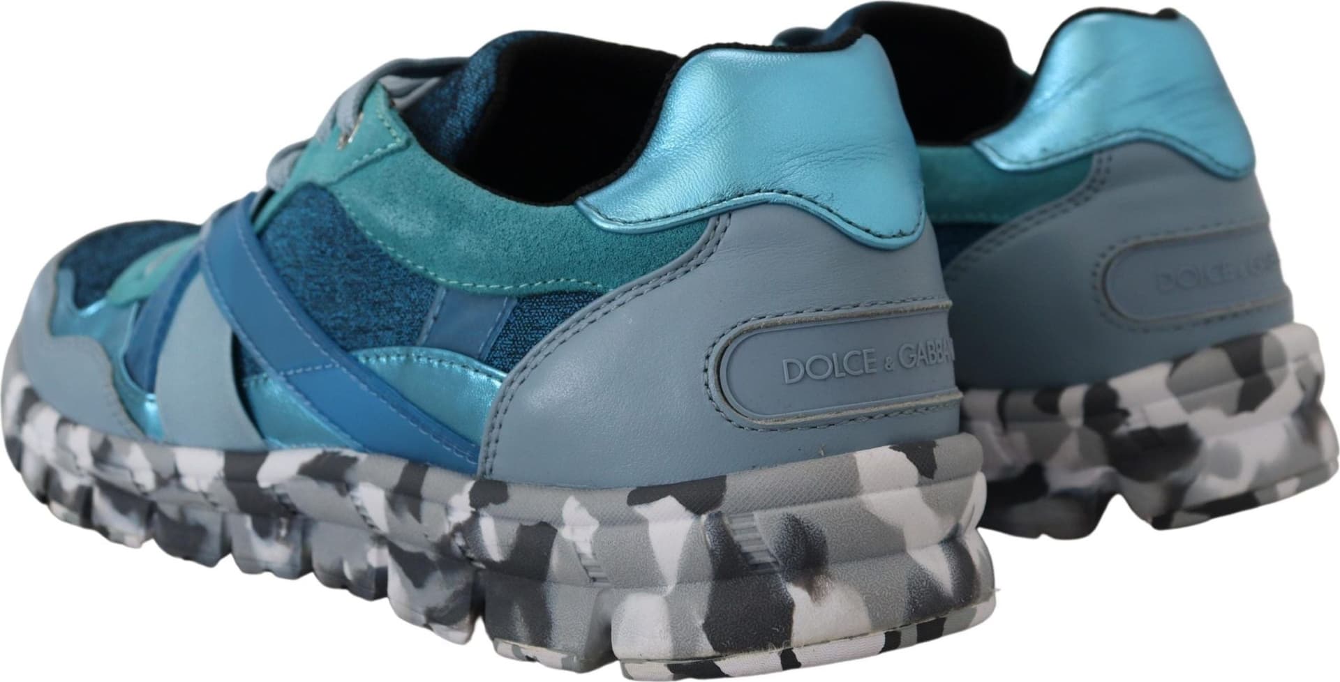 Dolce & Gabbana Blue Gray Leather Sport Low Top Sneakers - 5