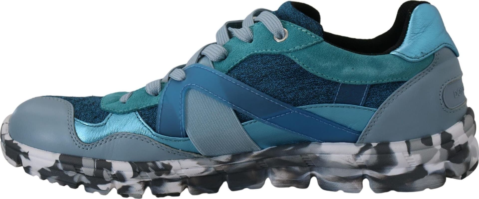 Dolce & Gabbana Blue Gray Leather Sport Low Top Sneakers - 6
