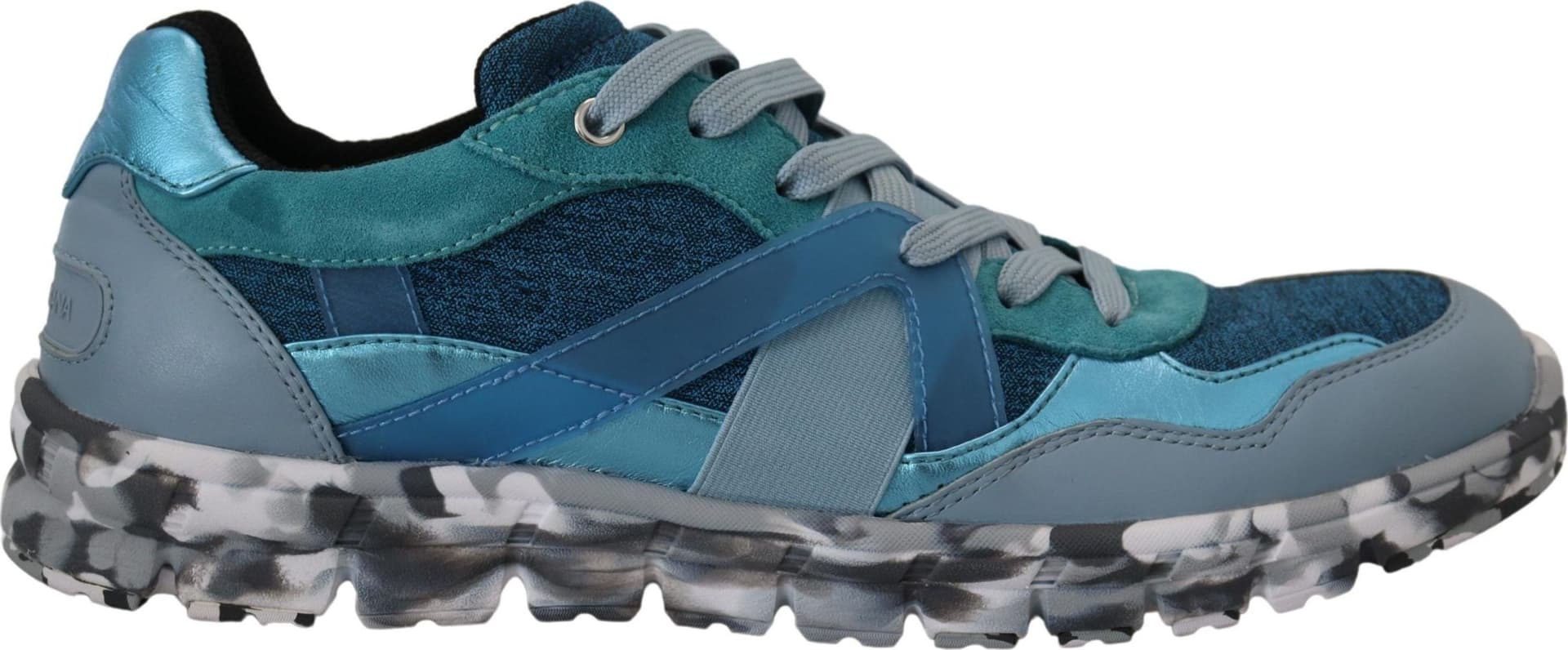 Dolce & Gabbana Blue Gray Leather Sport Low Top Sneakers - 7