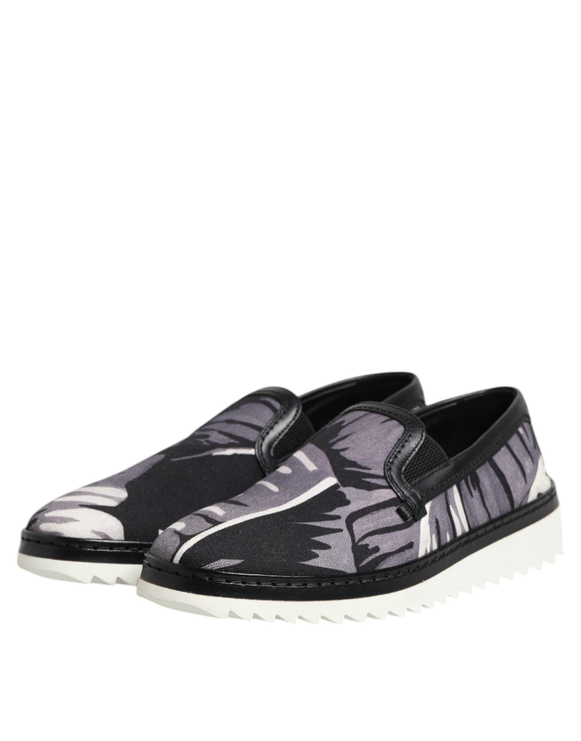 Dolce & Gabbana Black Tropical Slip On Men Sneakers Shoes - 3