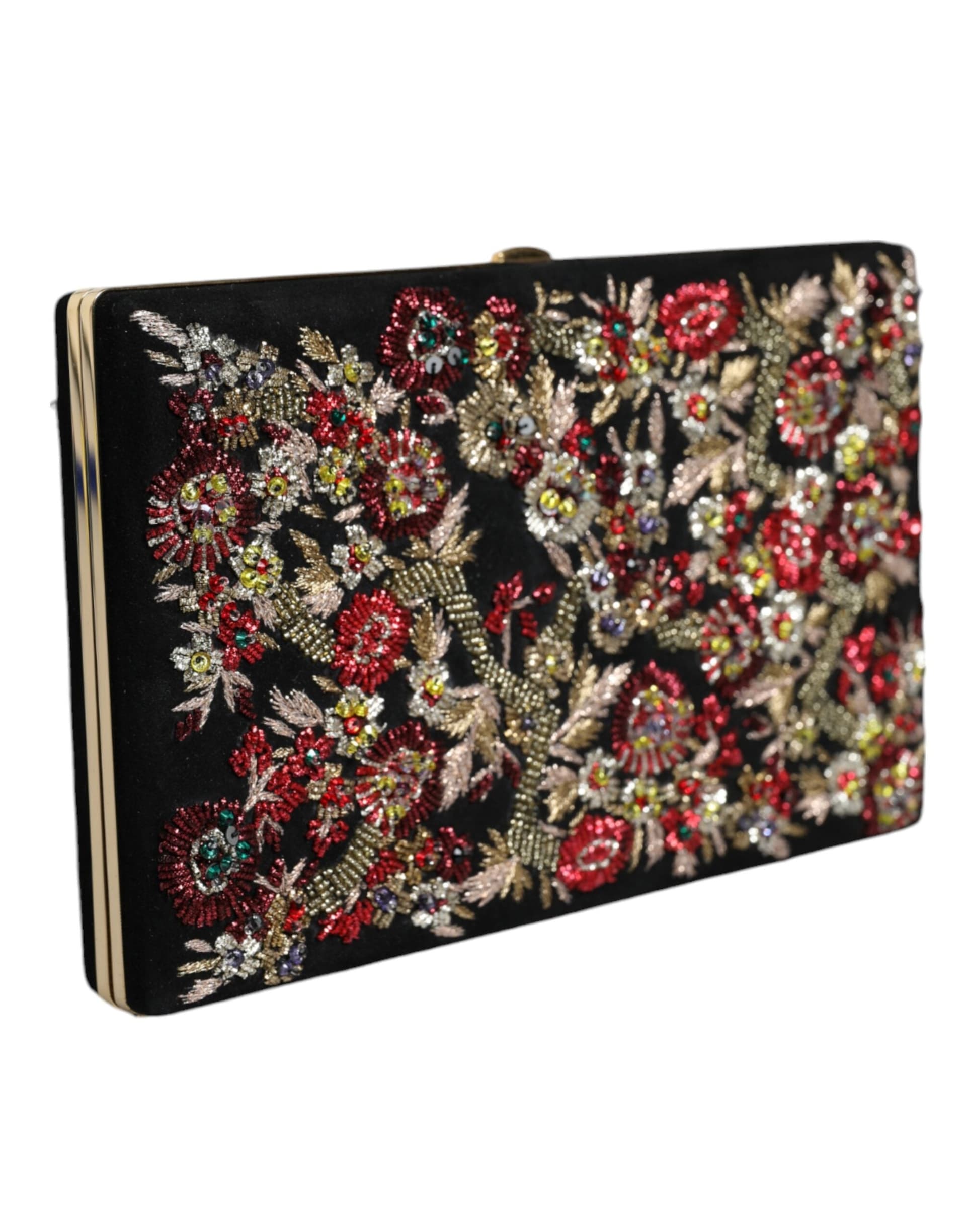 Dolce & Gabbana Multicolor Floral Gold Frame Clutch Evening Purse Bag - 2