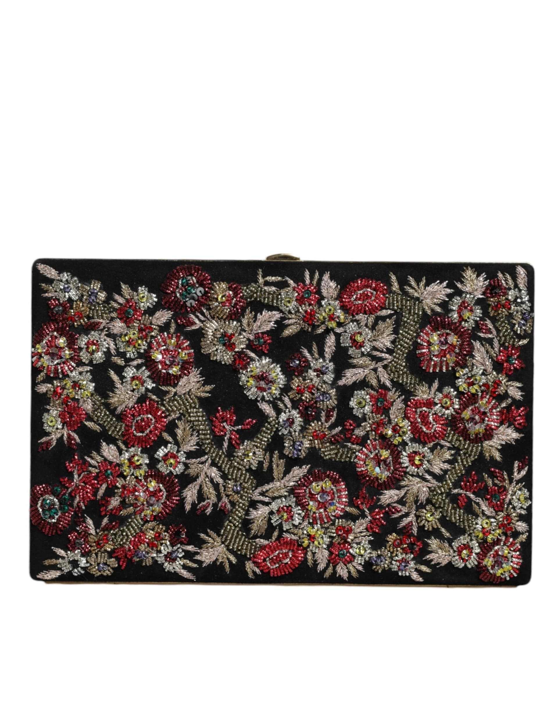 Dolce & Gabbana Multicolor Floral Gold Frame Clutch Evening Purse Bag - 3