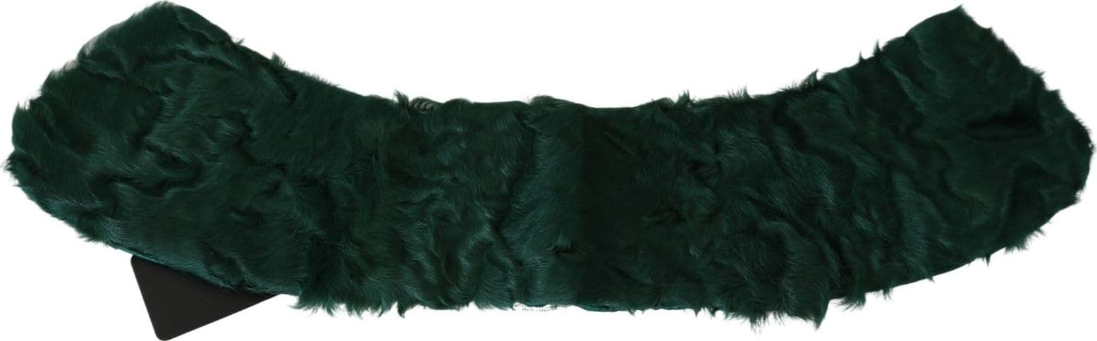Dolce & Gabbana Green Fur Shoulder Collar Wrap Lambskin Scarf - 3