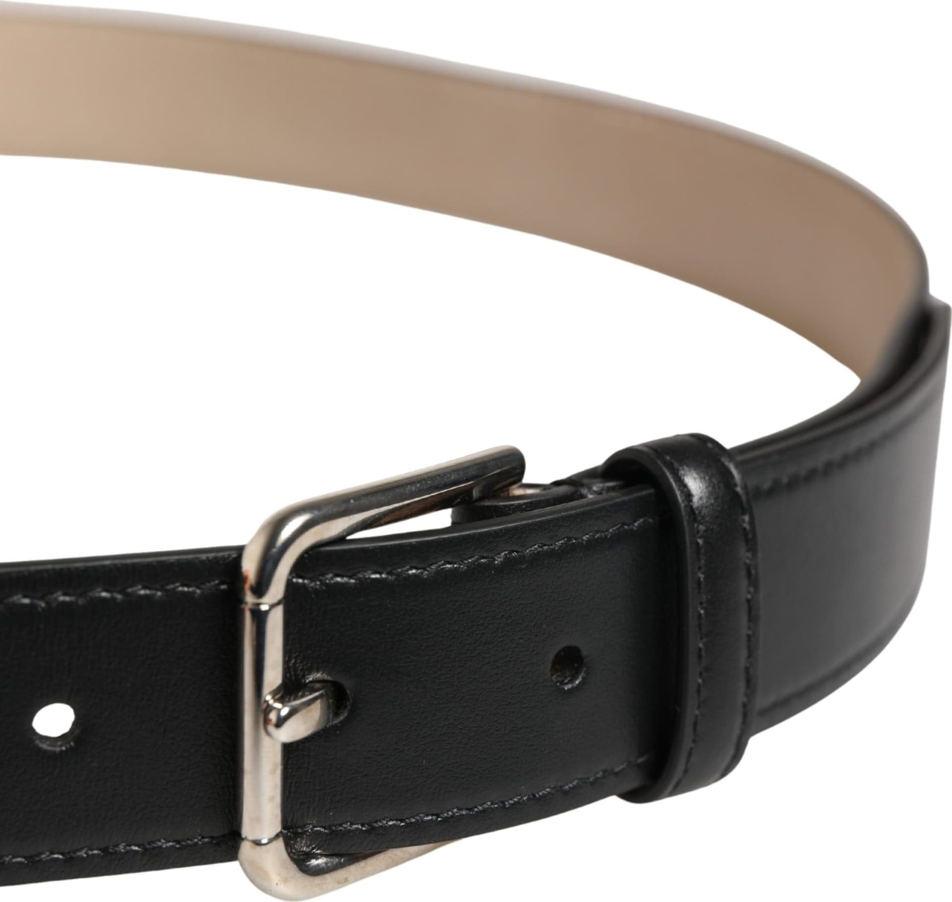 Dolce & Gabbana Men Beige Woven Leather Metal Buckle Belt - 4