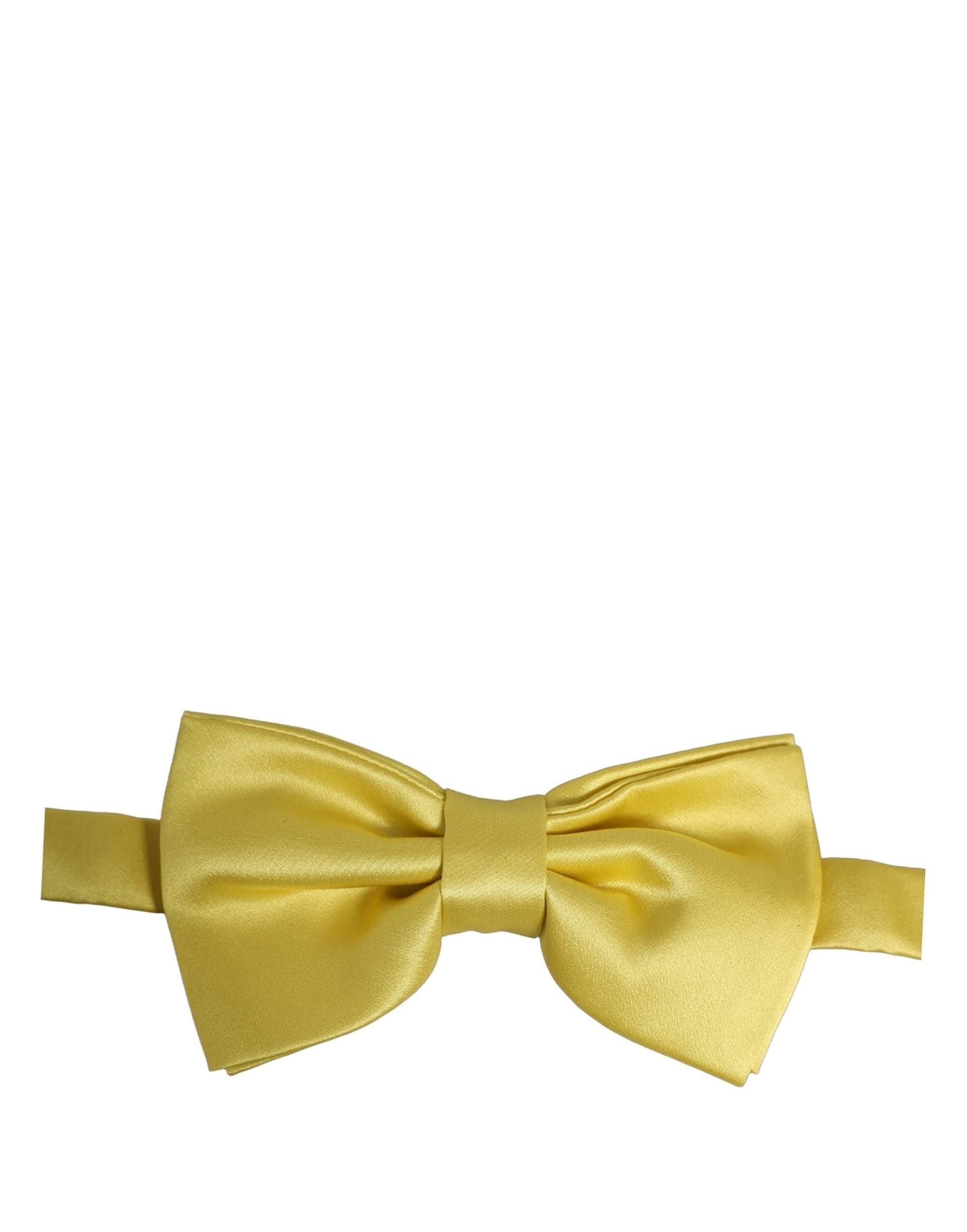 Dolce & Gabbana Men Yellow 100% Silk Adjustable Neck Papillon Bow Tie - 2