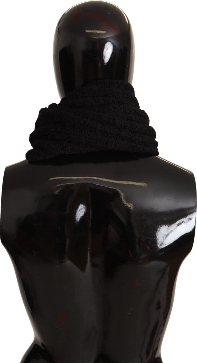 Dolce & Gabbana Black Virgin Wool Knitted Unisex Warmer Shawl Scarf - 2