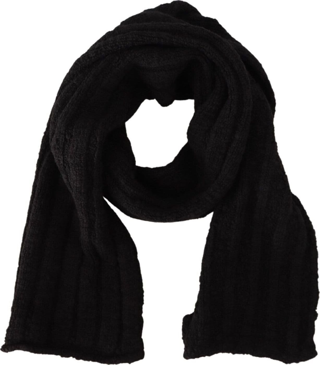 Dolce & Gabbana Black Virgin Wool Knitted Unisex Warmer Shawl Scarf - 3