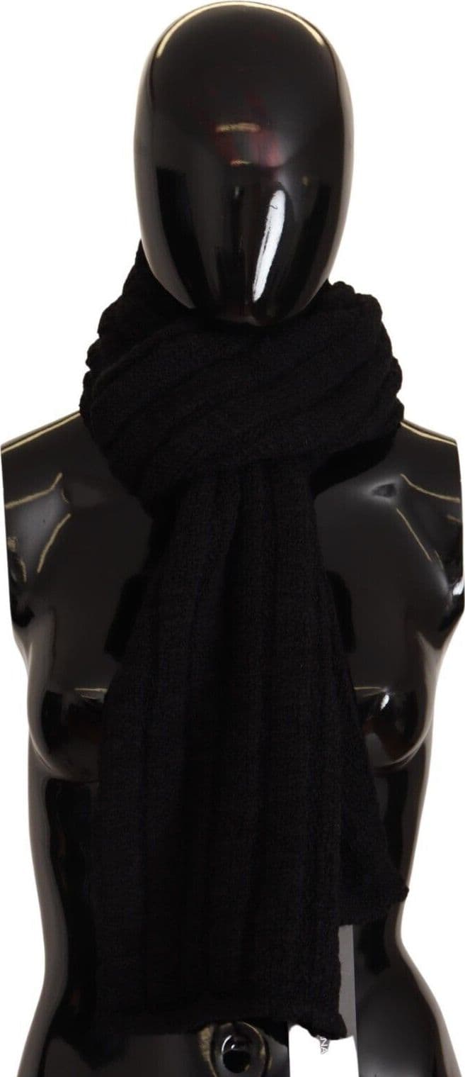 Dolce & Gabbana Black Virgin Wool Knitted Unisex Warmer Shawl Scarf - 5