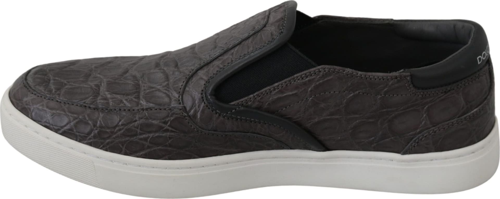 Dolce & Gabbana Gray Leather Flat Caiman Mens Loafers Shoes - 5