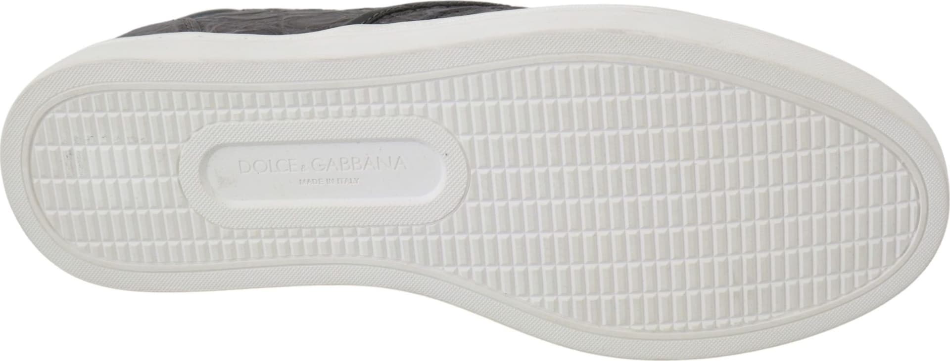 Dolce & Gabbana Gray Leather Flat Caiman Mens Loafers Shoes - 6