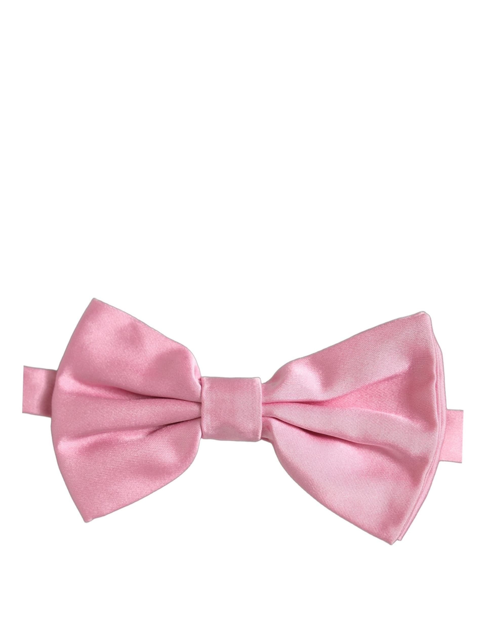 Dolce & Gabbana Men Pink 100% Silk Adjustable Neck Papillon Bow Tie - 2