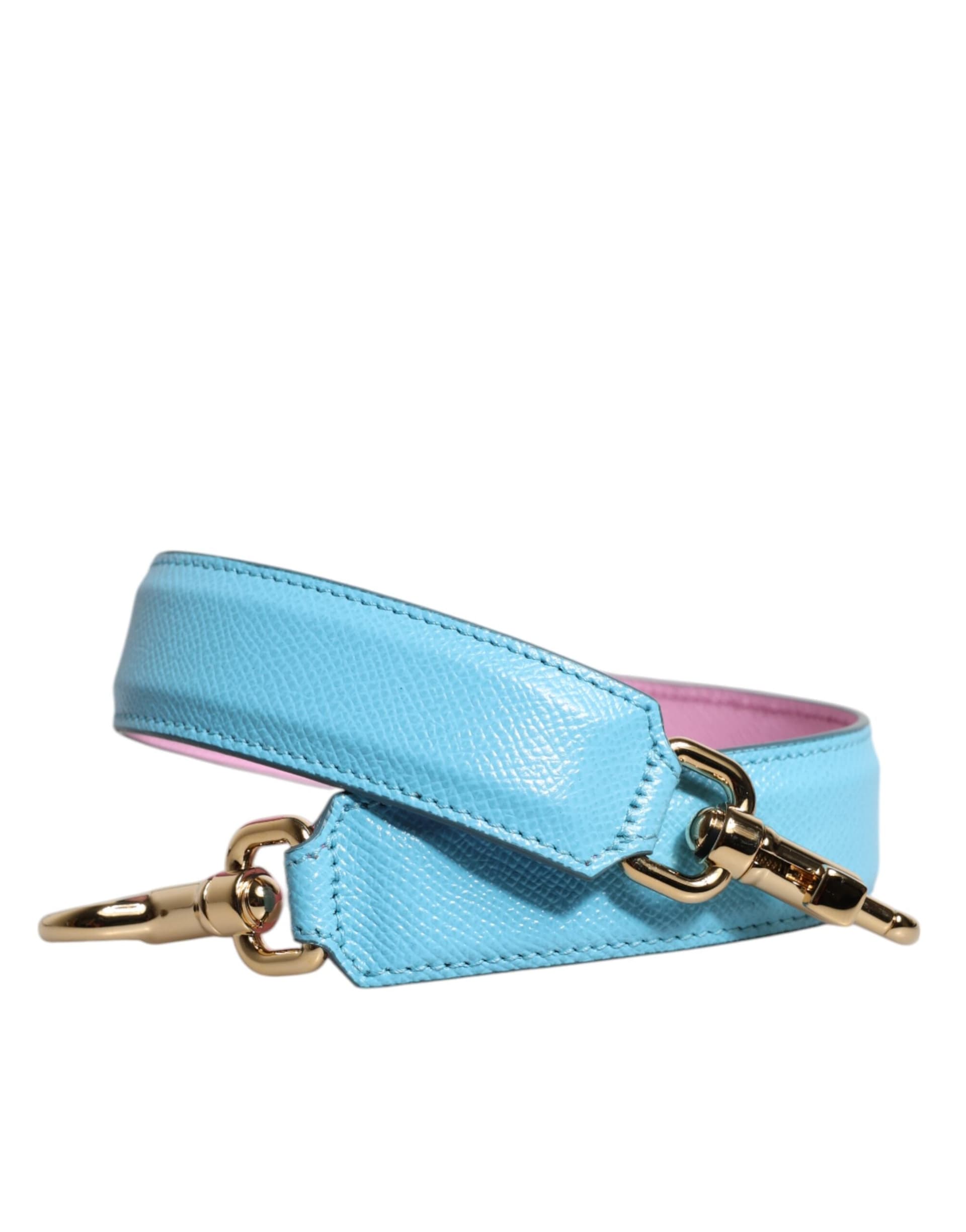 Dolce & Gabbana Pink Blue Leather Handle Bag Shoulder Strap - 2
