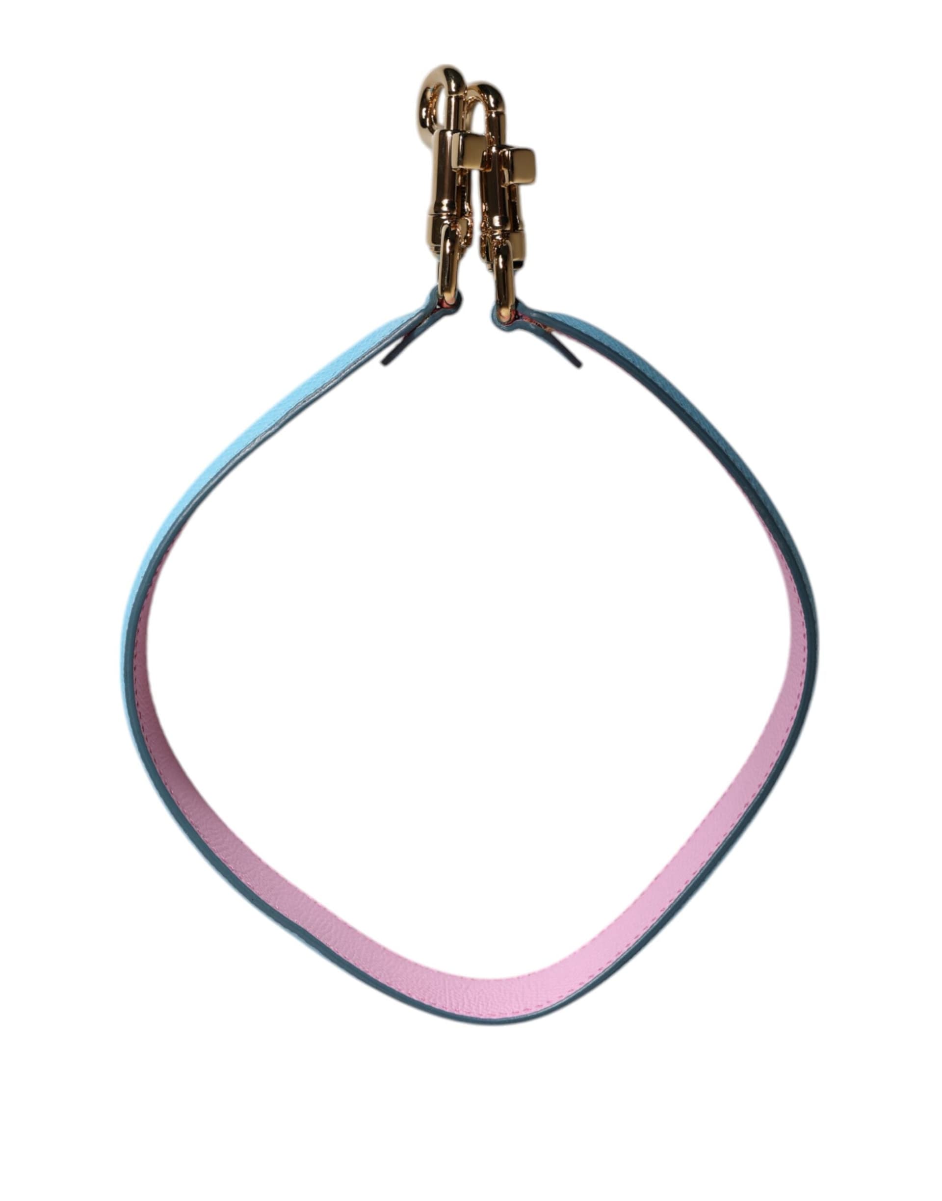Dolce & Gabbana Pink Blue Leather Handle Bag Shoulder Strap - 3