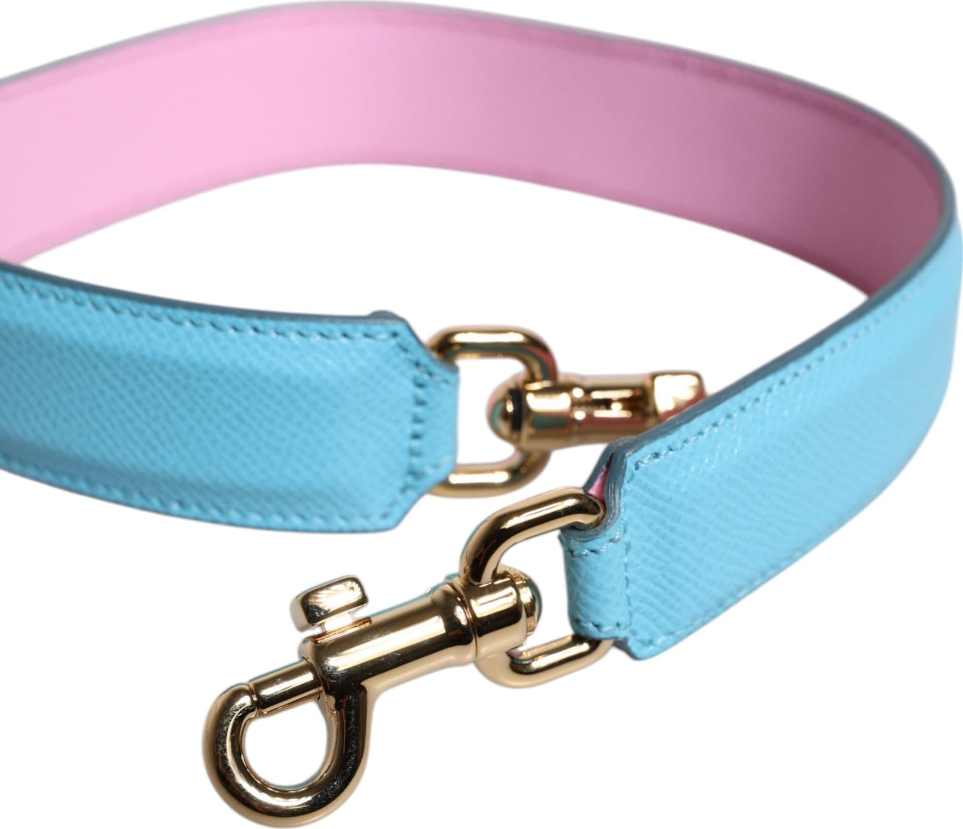 Dolce & Gabbana Pink Blue Leather Handle Bag Shoulder Strap - 4