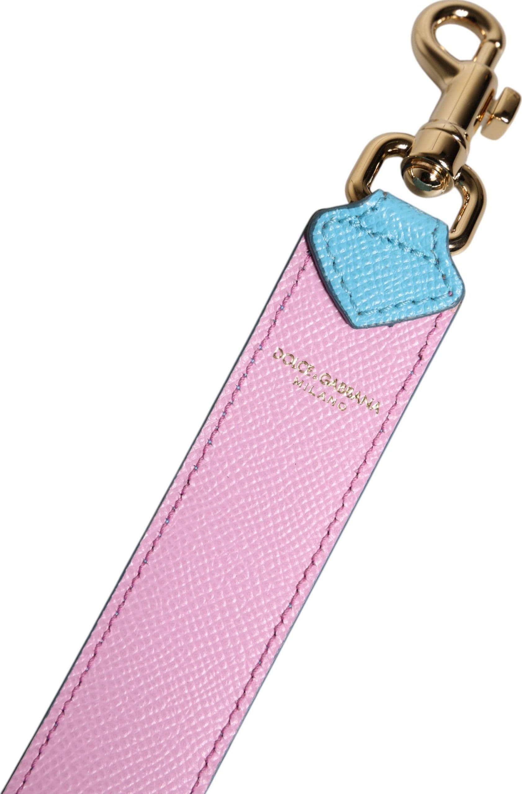 Dolce & Gabbana Pink Blue Leather Handle Bag Shoulder Strap - 5