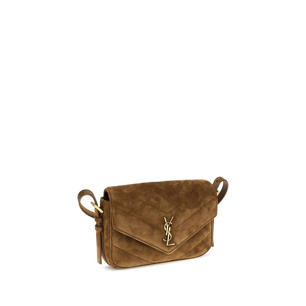 Saint Laurent Brown Suede Leather Shoulder Bag - 2