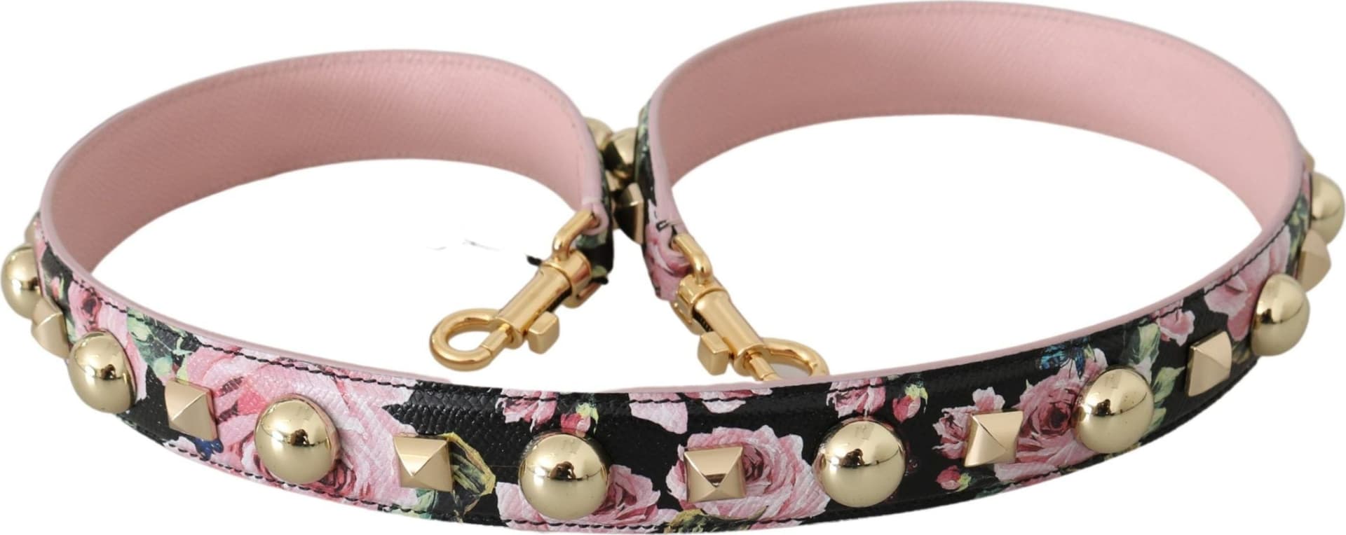 Dolce & Gabbana Pink Floral Leather Stud Accessory Shoulder Strap - 3