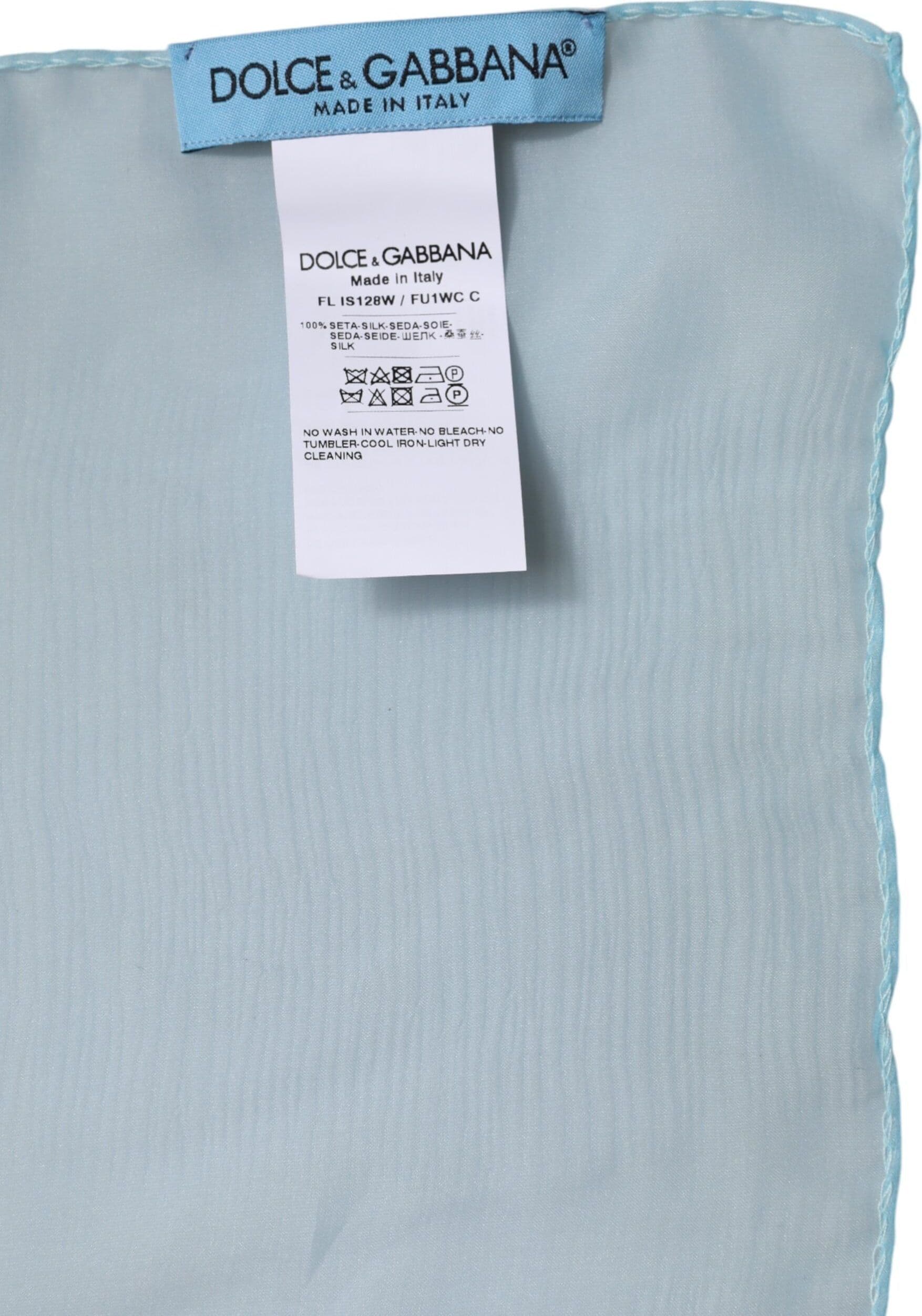 Dolce & Gabbana Light Blue Silk Rectangle Wrap Shawl Scarf - 6