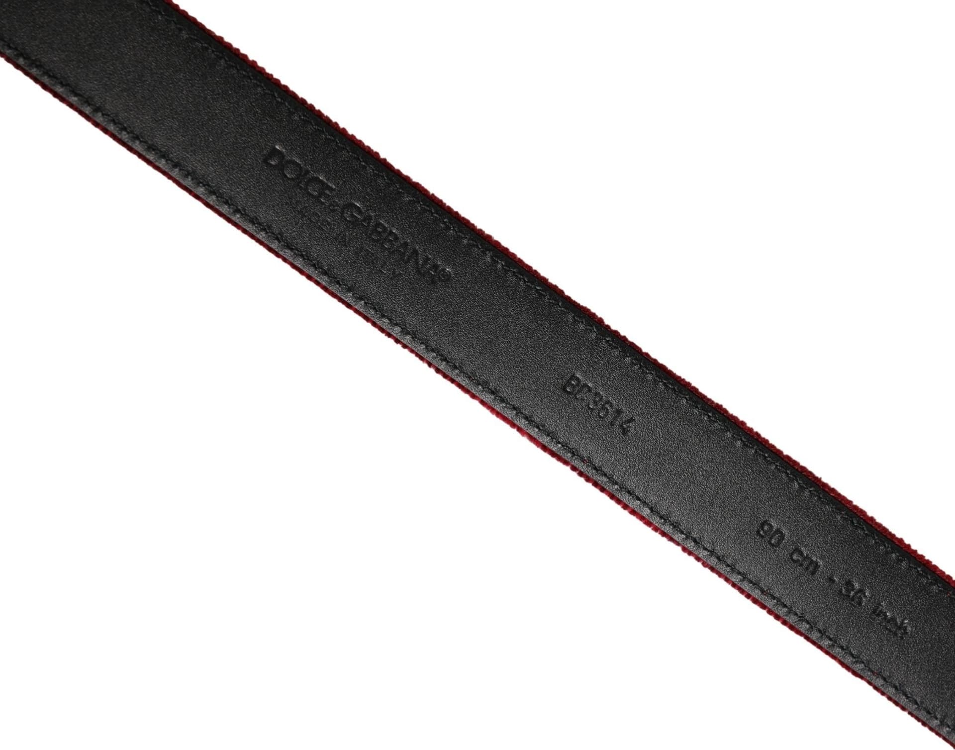 Dolce & Gabbana Men Burgundy Velvet Cotton Metal Buckle Belt - 6