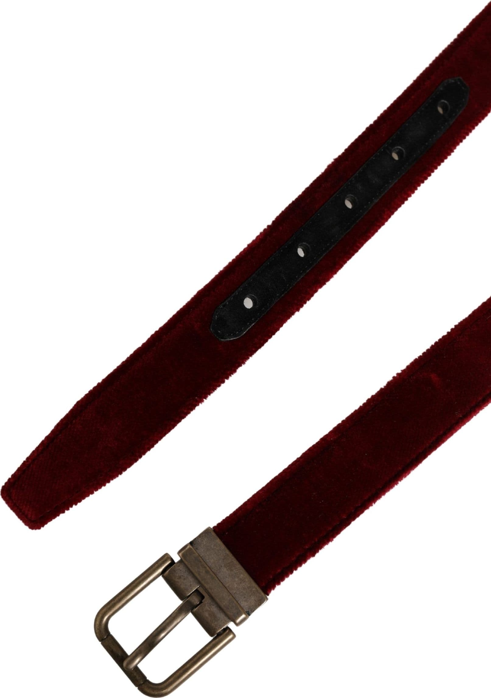 Dolce & Gabbana Men Burgundy Velvet Cotton Metal Buckle Belt - 7