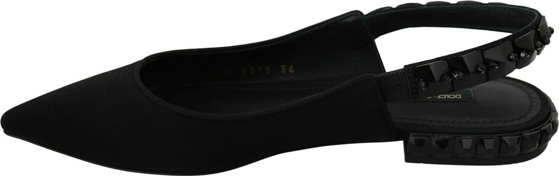 Dolce & Gabbana Black Flats Slingback Charmeuse Shoes - 2