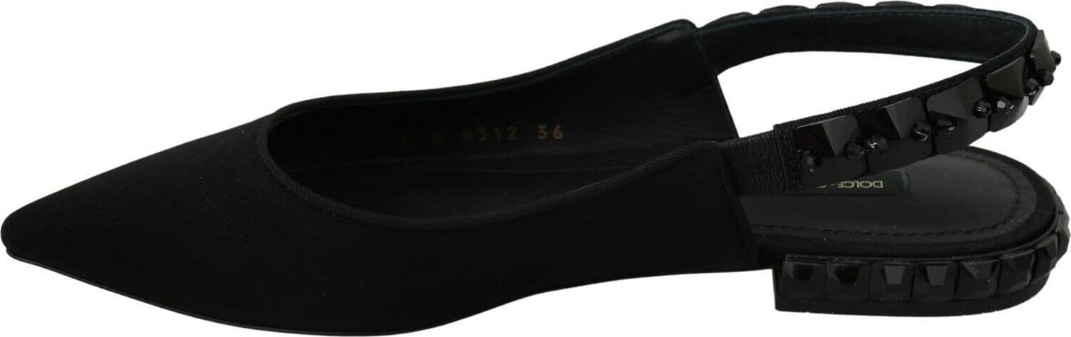 Dolce & Gabbana Black Flats Slingback Charmeuse Shoes - 2