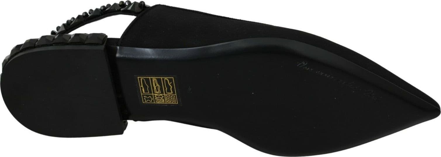 Dolce & Gabbana Black Flats Slingback Charmeuse Shoes - 3