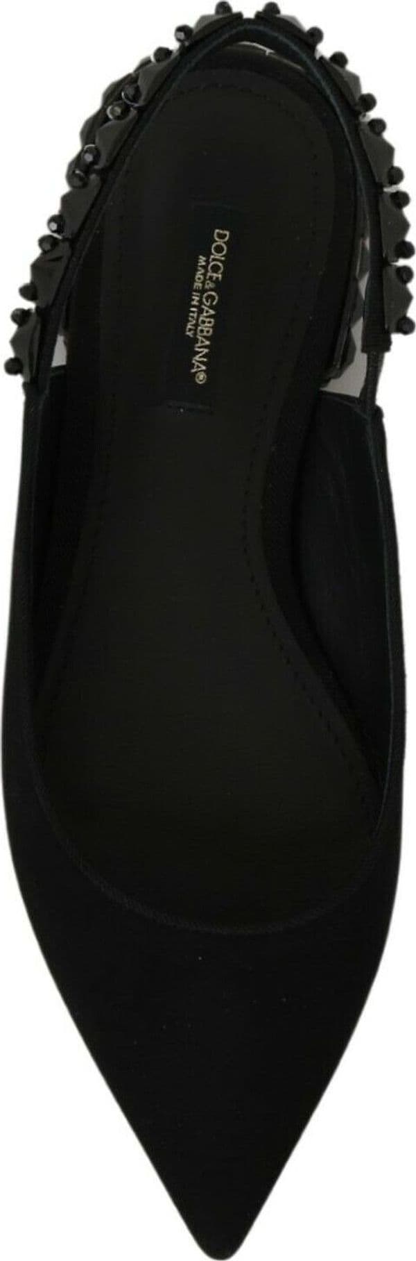 Dolce & Gabbana Black Flats Slingback Charmeuse Shoes - 4