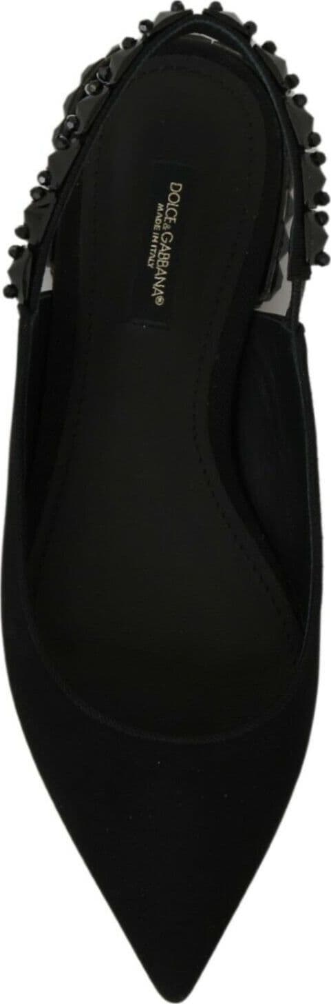 Dolce & Gabbana Black Flats Slingback Charmeuse Shoes - 4
