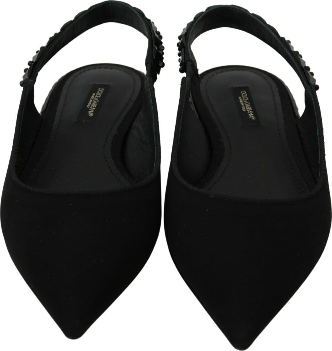 Dolce & Gabbana Black Flats Slingback Charmeuse Shoes - 5