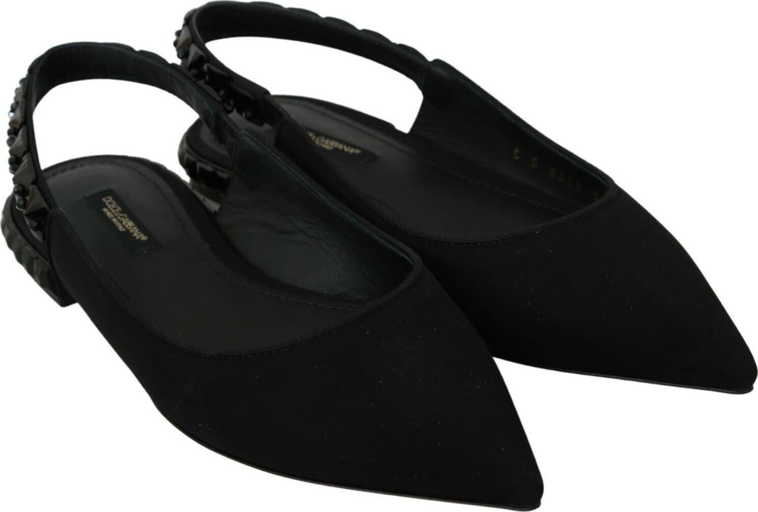 Dolce & Gabbana Black Flats Slingback Charmeuse Shoes - 6