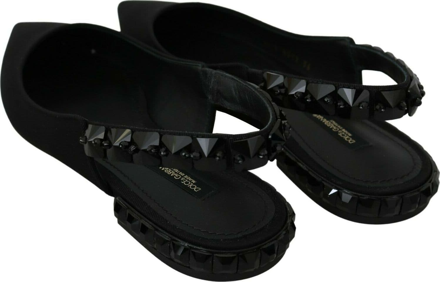 Dolce & Gabbana Black Flats Slingback Charmeuse Shoes - 7