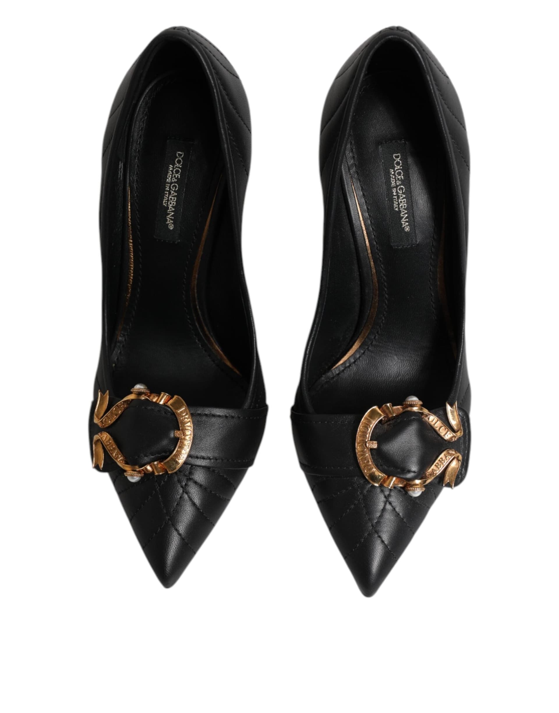 Dolce & Gabbana Black Devotion Leather Heels Pumps Shoes - 2