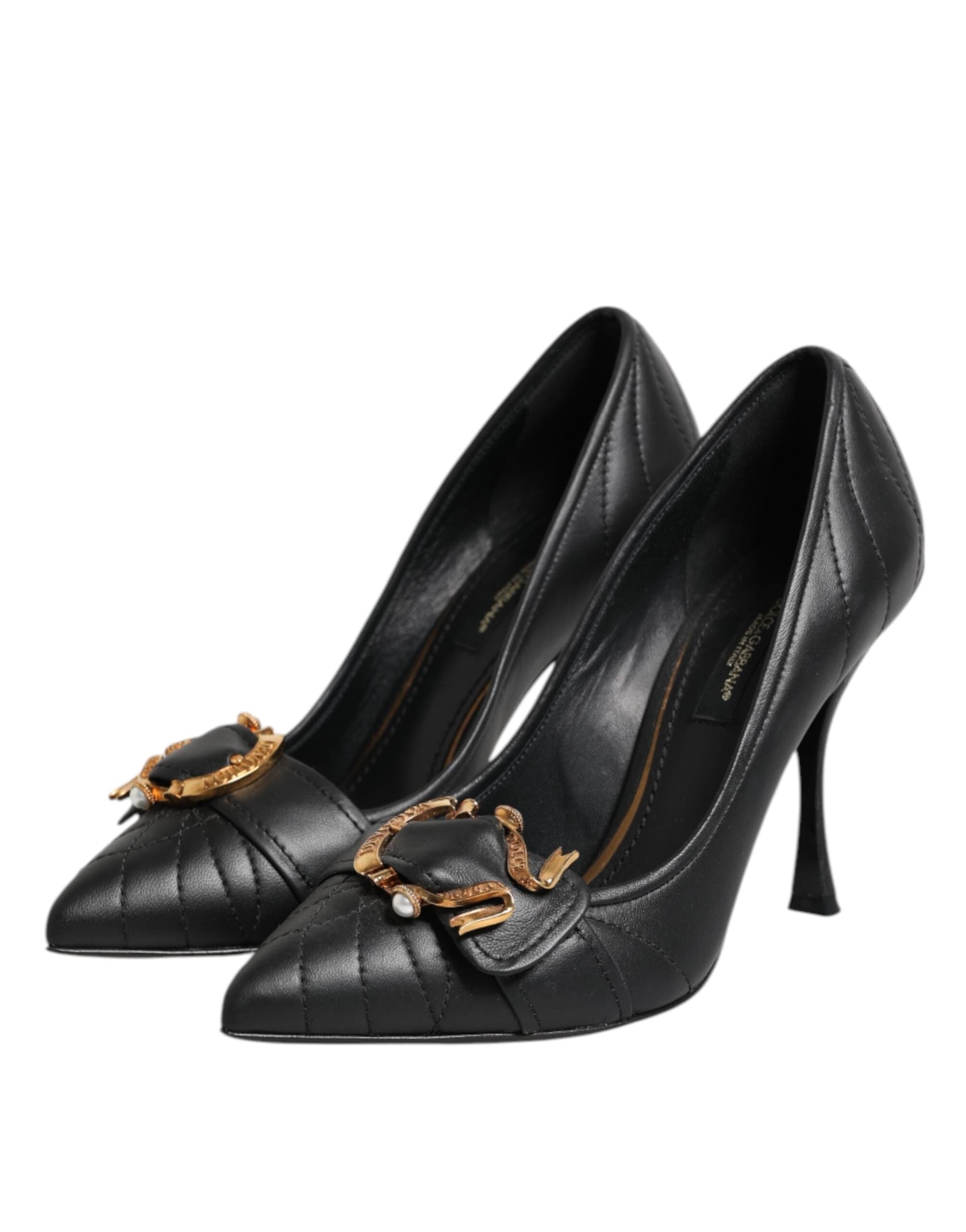 Dolce & Gabbana Black Devotion Leather Heels Pumps Shoes - 3