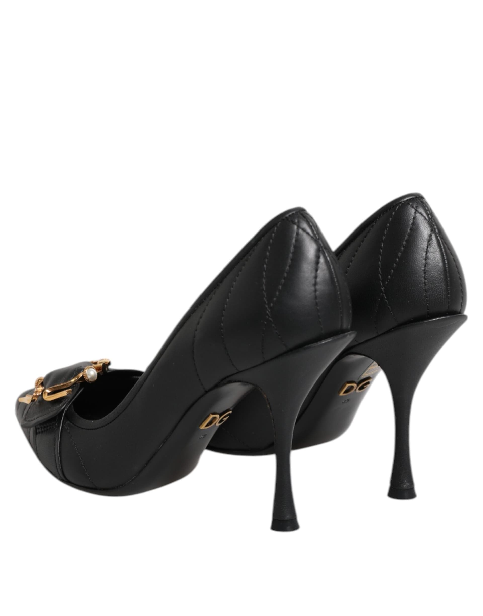 Dolce & Gabbana Black Devotion Leather Heels Pumps Shoes - 4