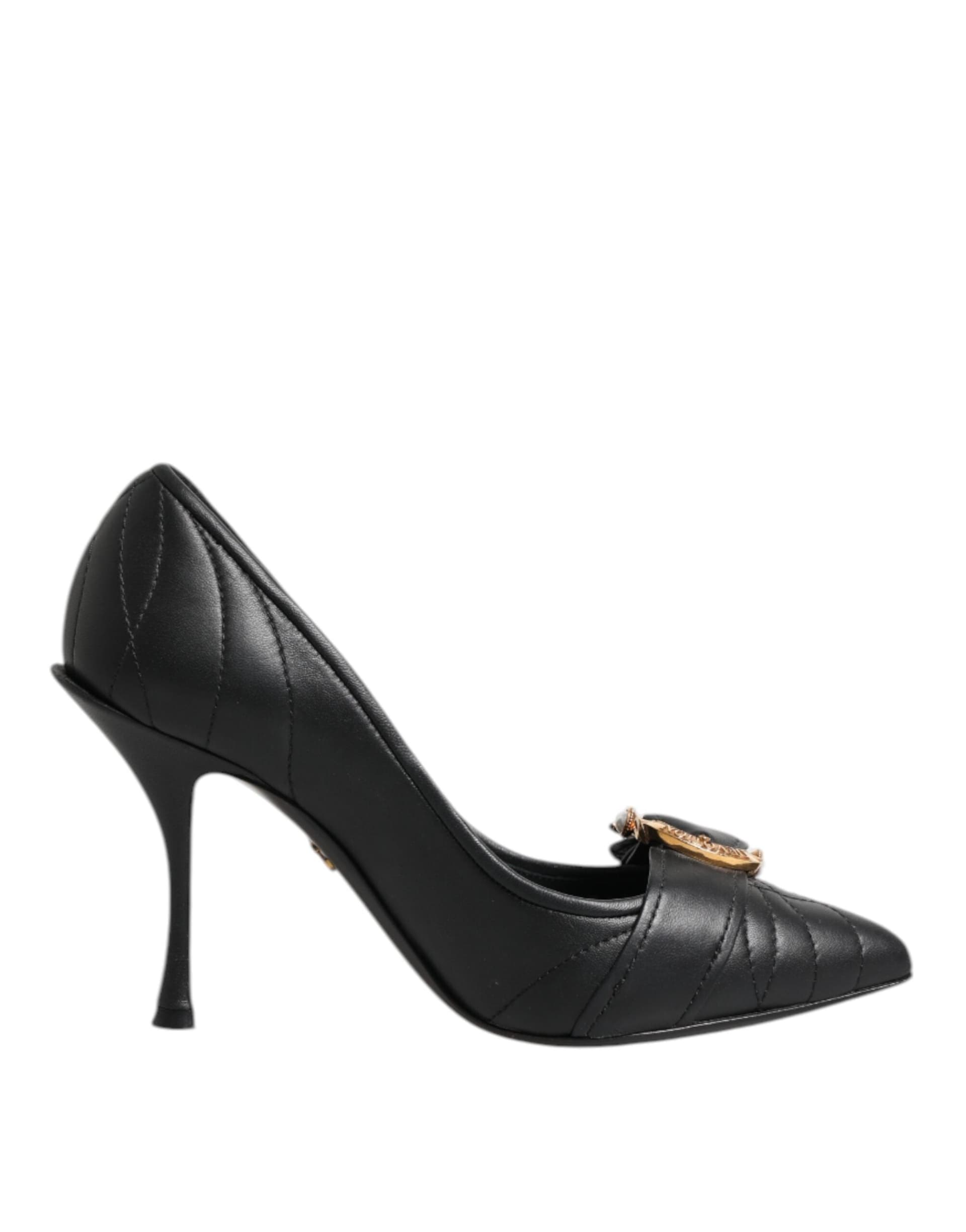 Dolce & Gabbana Black Devotion Leather Heels Pumps Shoes - 6