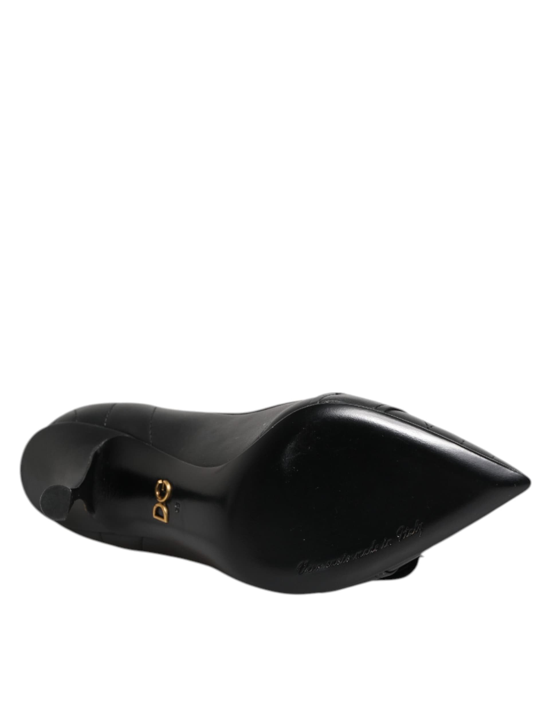 Dolce & Gabbana Black Devotion Leather Heels Pumps Shoes - 8