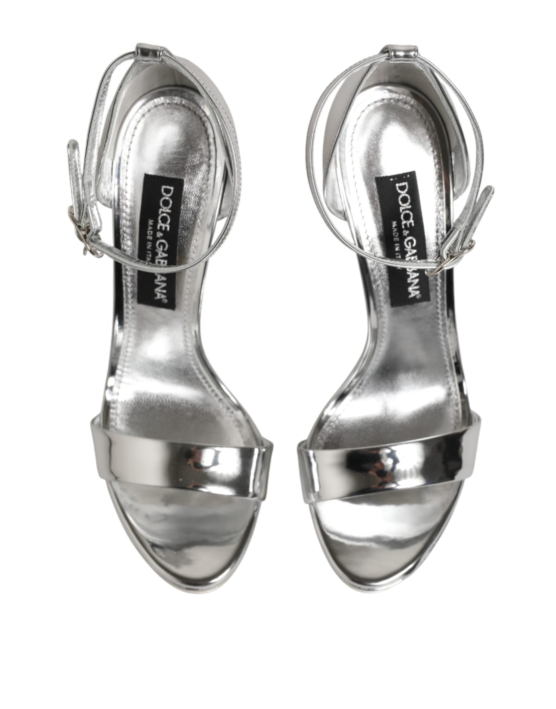 Dolce & Gabbana Silver Leather Platform Keira Sandals Shoes - 2