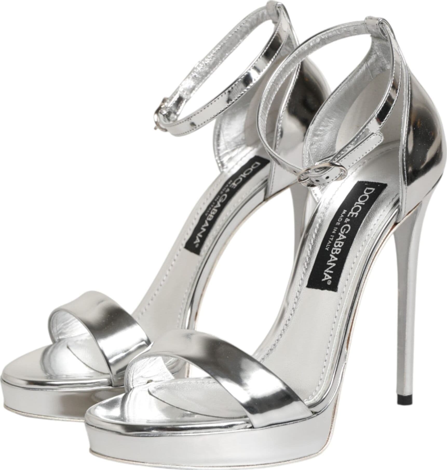 Dolce & Gabbana Silver Leather Platform Keira Sandals Shoes - 3
