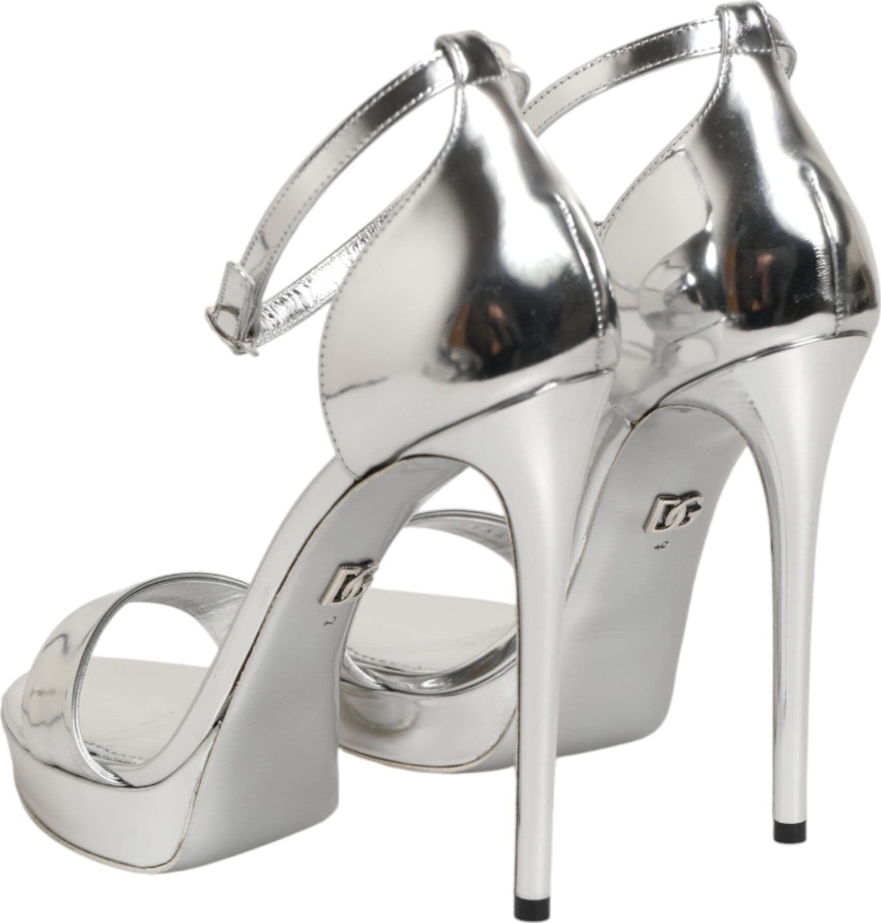 Dolce & Gabbana Silver Leather Platform Keira Sandals Shoes - 4
