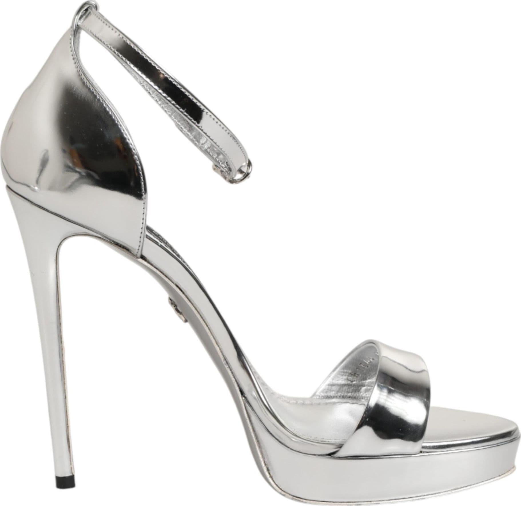 Dolce & Gabbana Silver Leather Platform Keira Sandals Shoes - 7