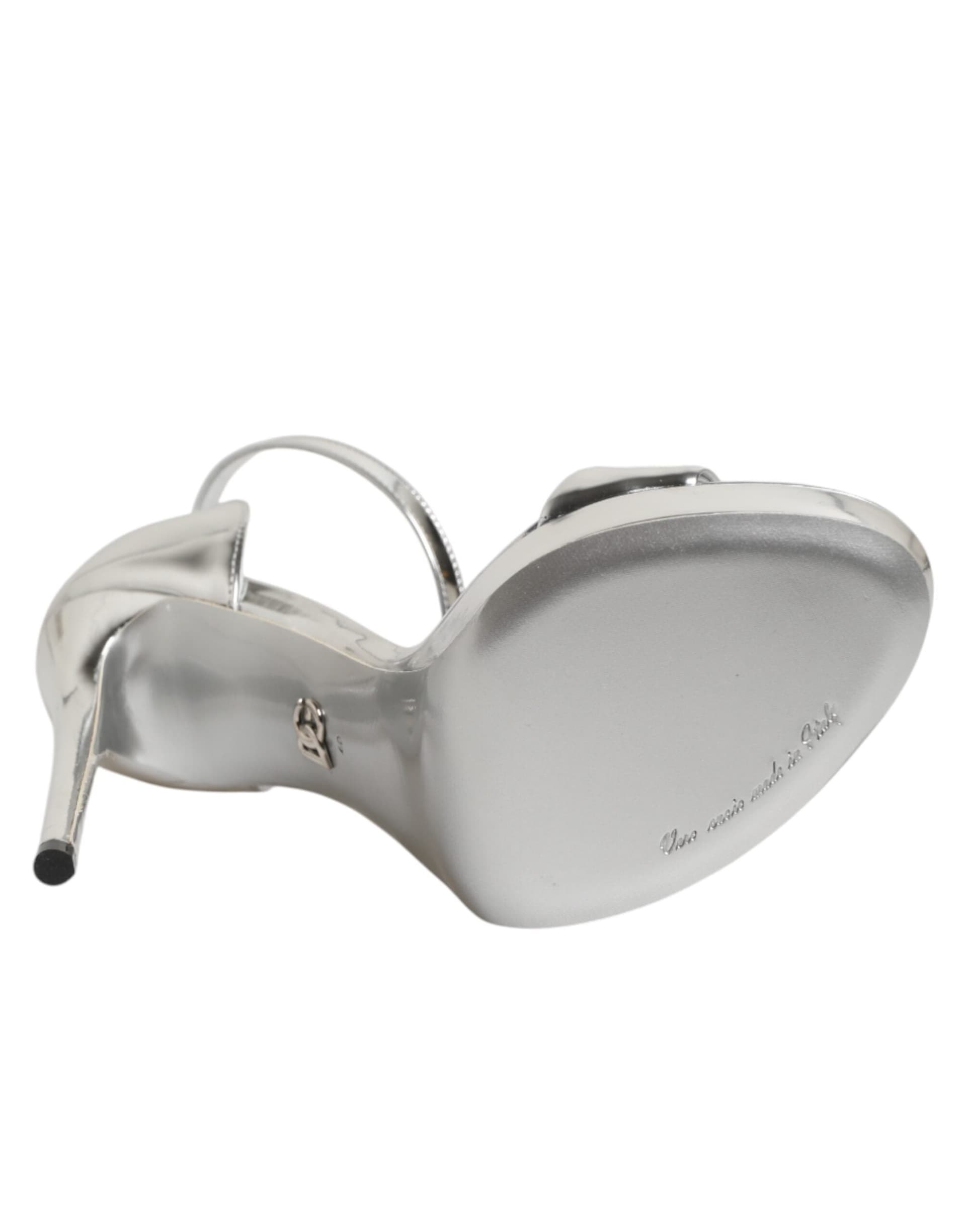 Dolce & Gabbana Silver Leather Platform Keira Sandals Shoes - 8