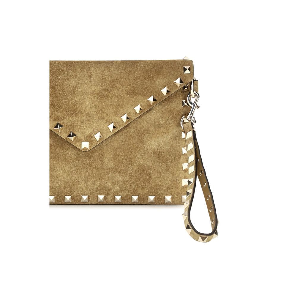Valentino Garavani Beige Suede Leather Clutch Bag - 3