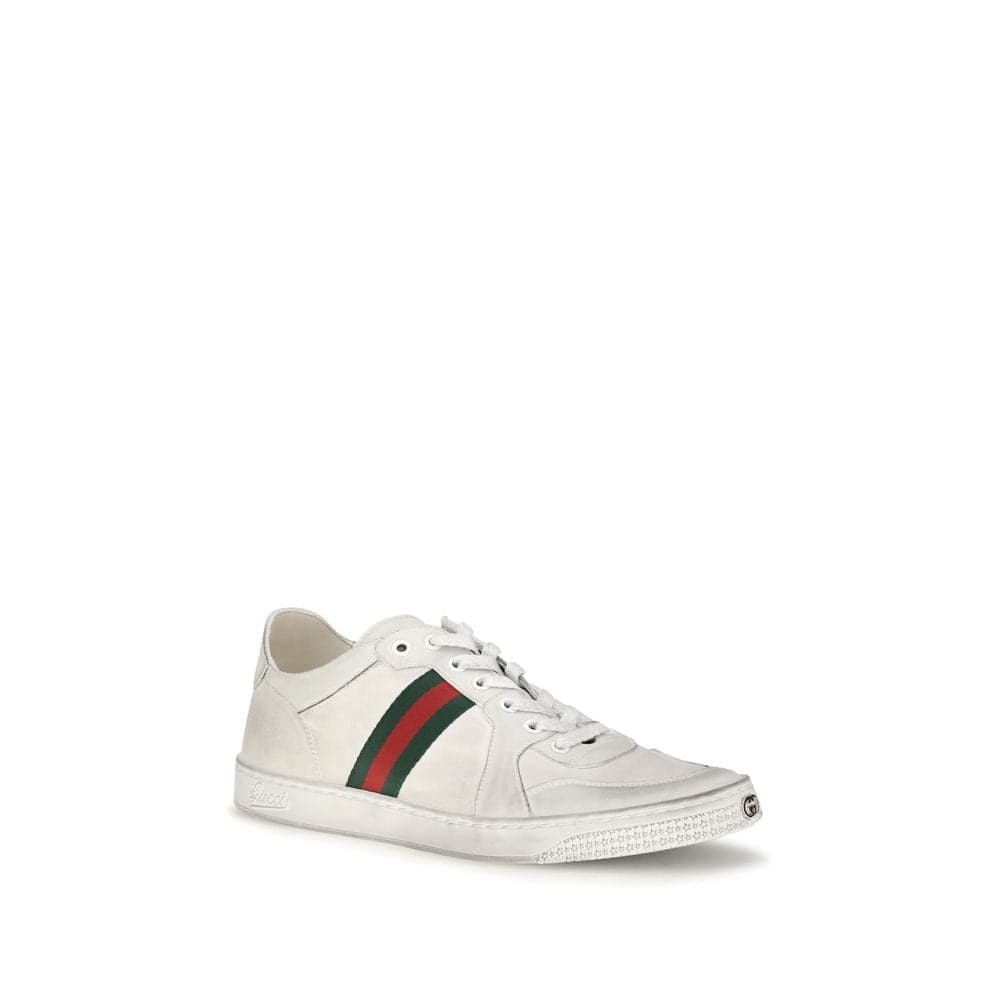 Gucci White Calf Leather Bos Taurus Low Top Sneakers - 2