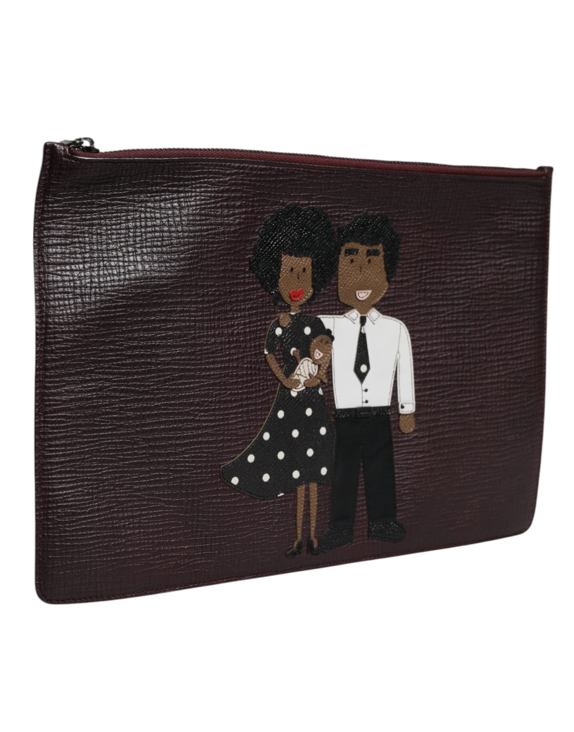 Dolce & Gabbana Brown Leather #DGFAMILY Embellished Men Clutch Pouch Bag - 3