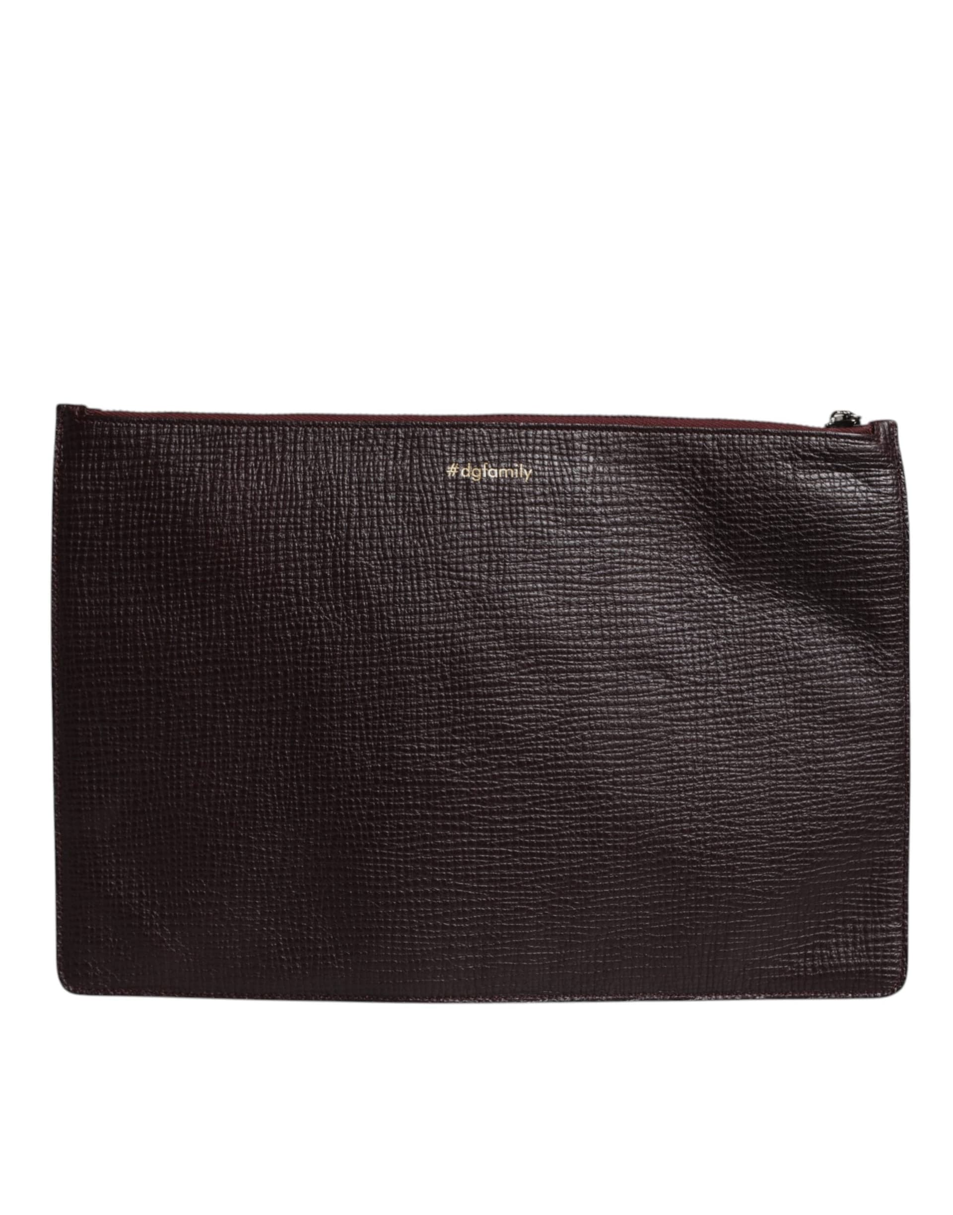Dolce & Gabbana Brown Leather #DGFAMILY Embellished Men Clutch Pouch Bag - 4