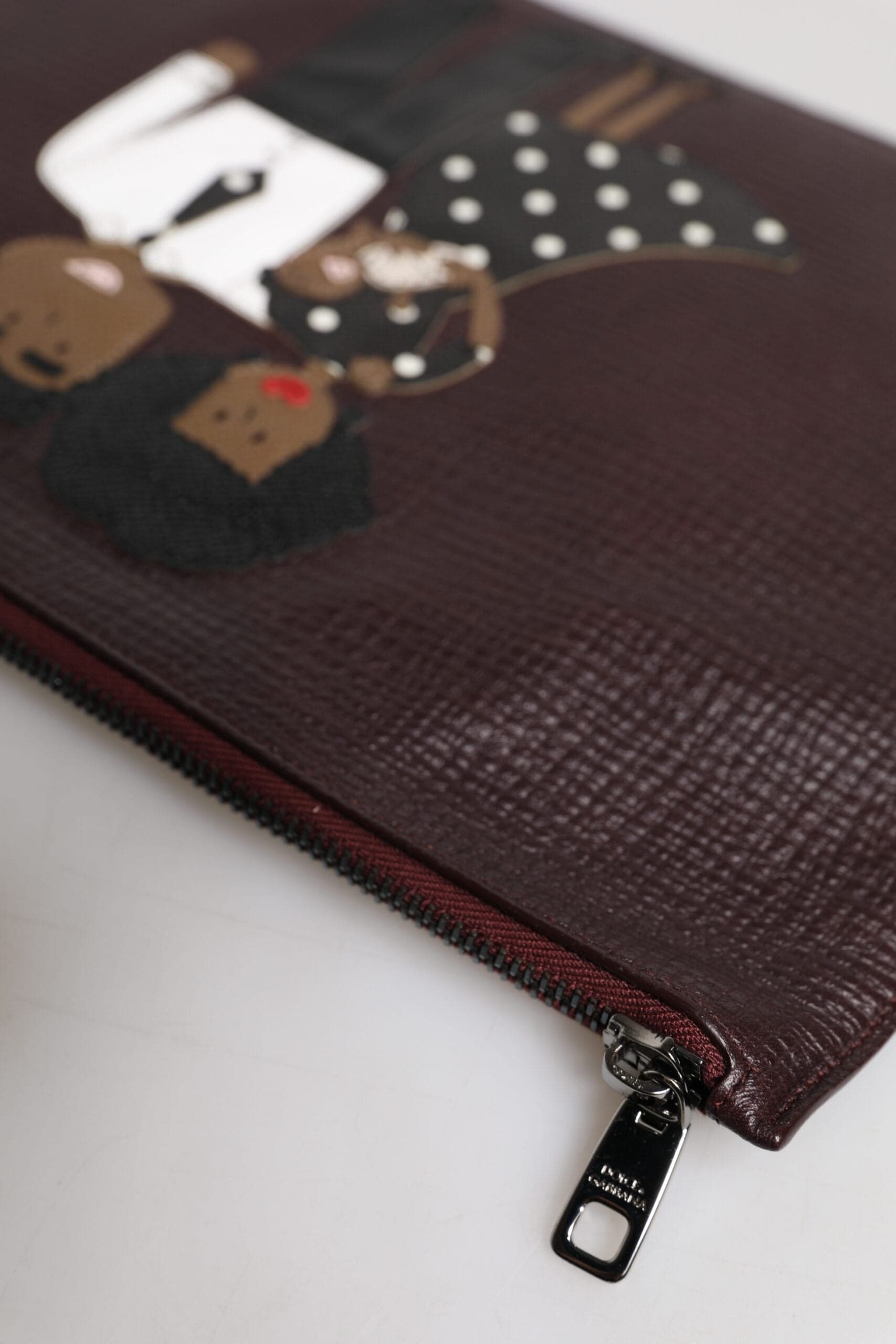 Dolce & Gabbana Brown Leather #DGFAMILY Embellished Men Clutch Pouch Bag - 5
